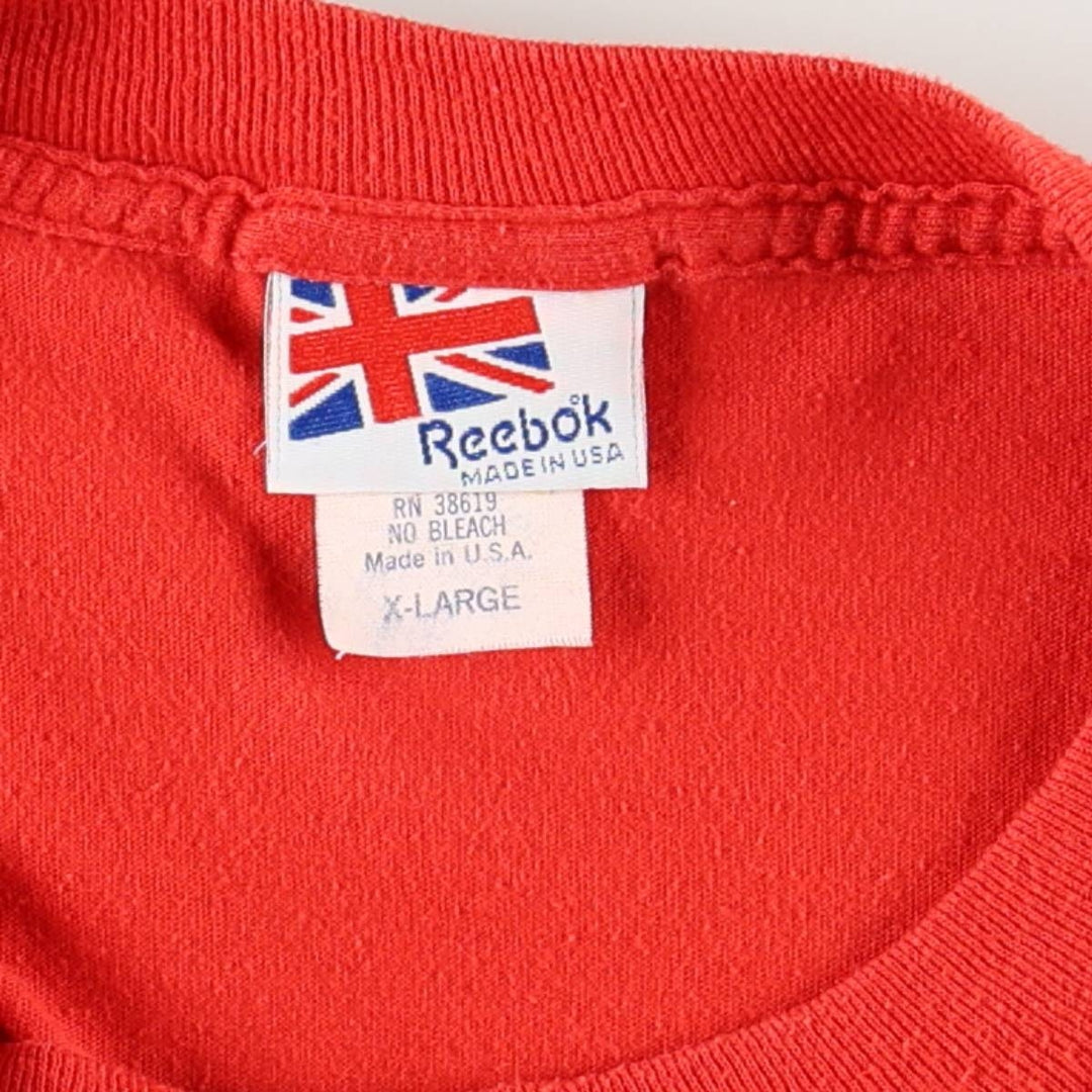 80'S Reebok sports print t-shirt, made in USA, men's size XL (approx.), vintage. cotton red type Vintage Second Hand