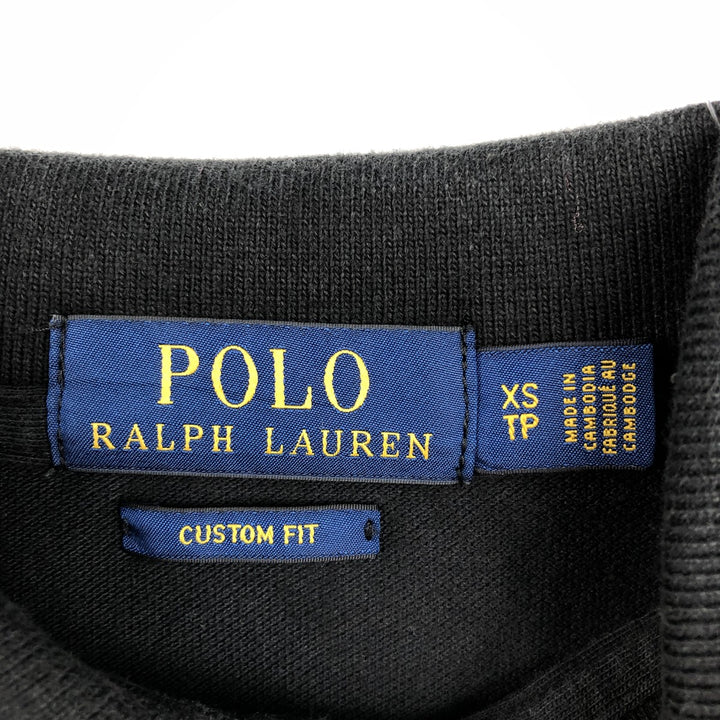 Ralph Lauren POLO RALPH LAUREN CUSTOM FIT Big Pony Long-Sleeve Polo Shirt (Women's Size XS) cotton black type Vintage Second Hand