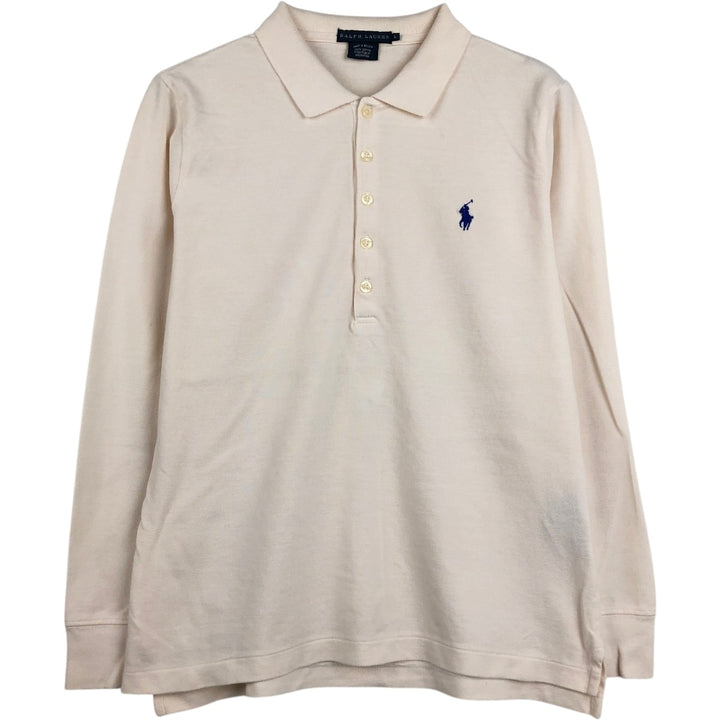 Ralph Lauren long-sleeved polo shirt, women's size L cotton pink type Vintage Second Hand