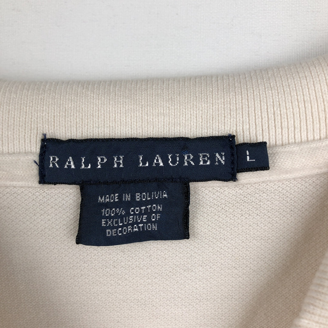Ralph Lauren long-sleeved polo shirt, women's size L cotton pink type Vintage Second Hand