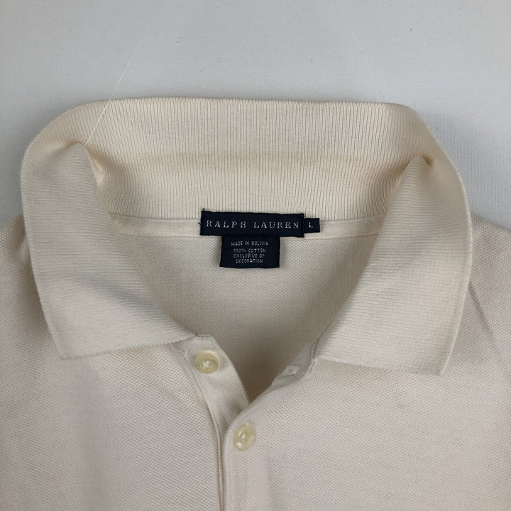 Ralph Lauren long-sleeved polo shirt, women's size L cotton pink type Vintage Second Hand