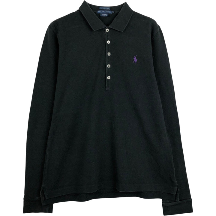 Ralph Lauren THE SKINNY POLO long sleeve polo shirt, women's size XL cotton black type Vintage Second Hand