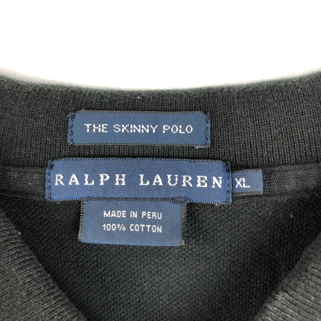 Ralph Lauren THE SKINNY POLO long sleeve polo shirt, women's size XL cotton black type Vintage Second Hand