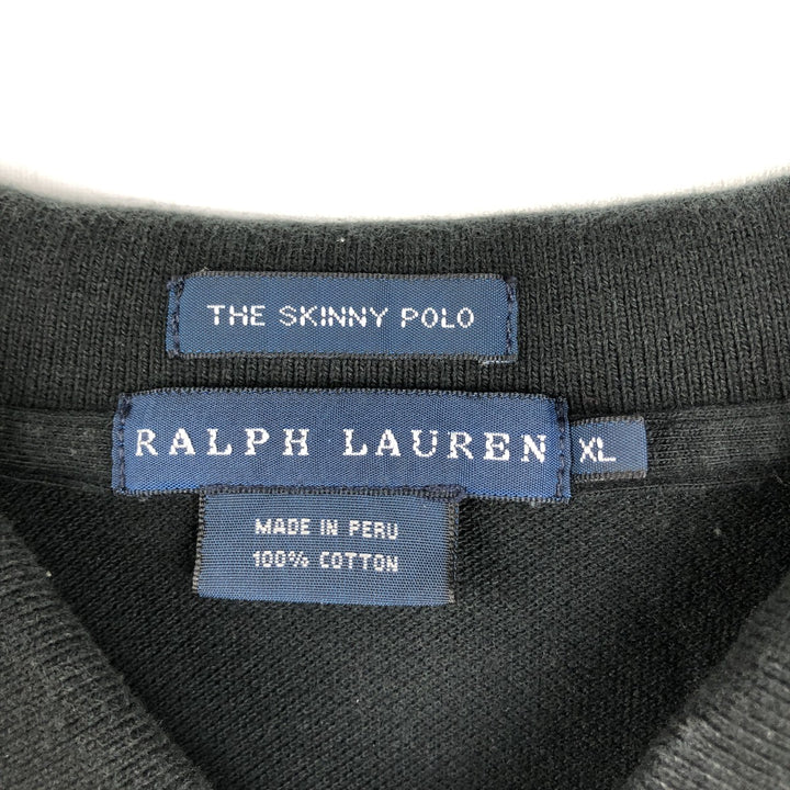 Ralph Lauren THE SKINNY POLO long sleeve polo shirt, women's size XL cotton black type Vintage Second Hand