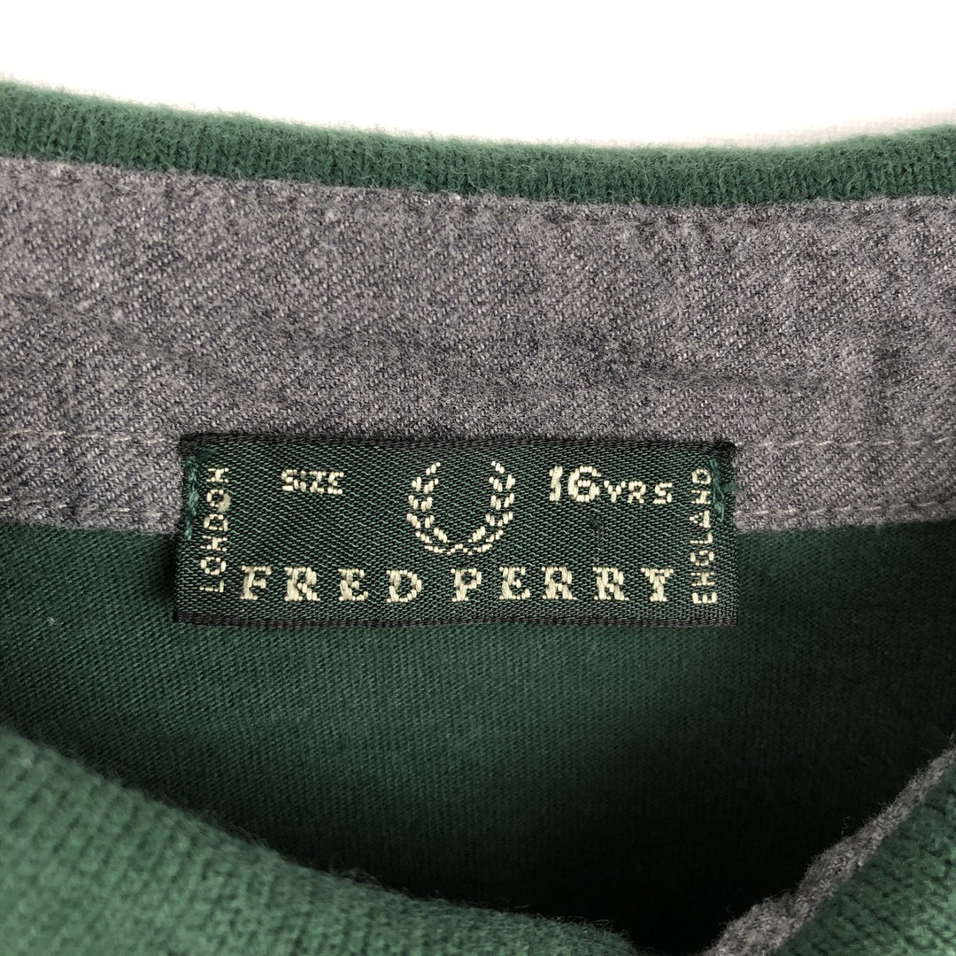 Fred Perry long-sleeved polo shirt, made in Italy, women's size S equivalent. cotton green type Vintage Second Hand