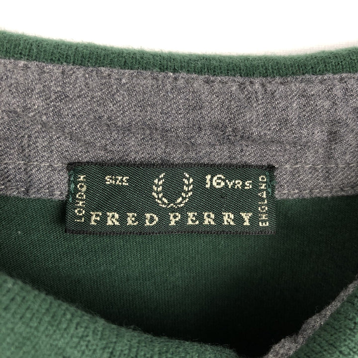 Fred Perry long-sleeved polo shirt, made in Italy, women's size S equivalent. cotton green type Vintage Second Hand