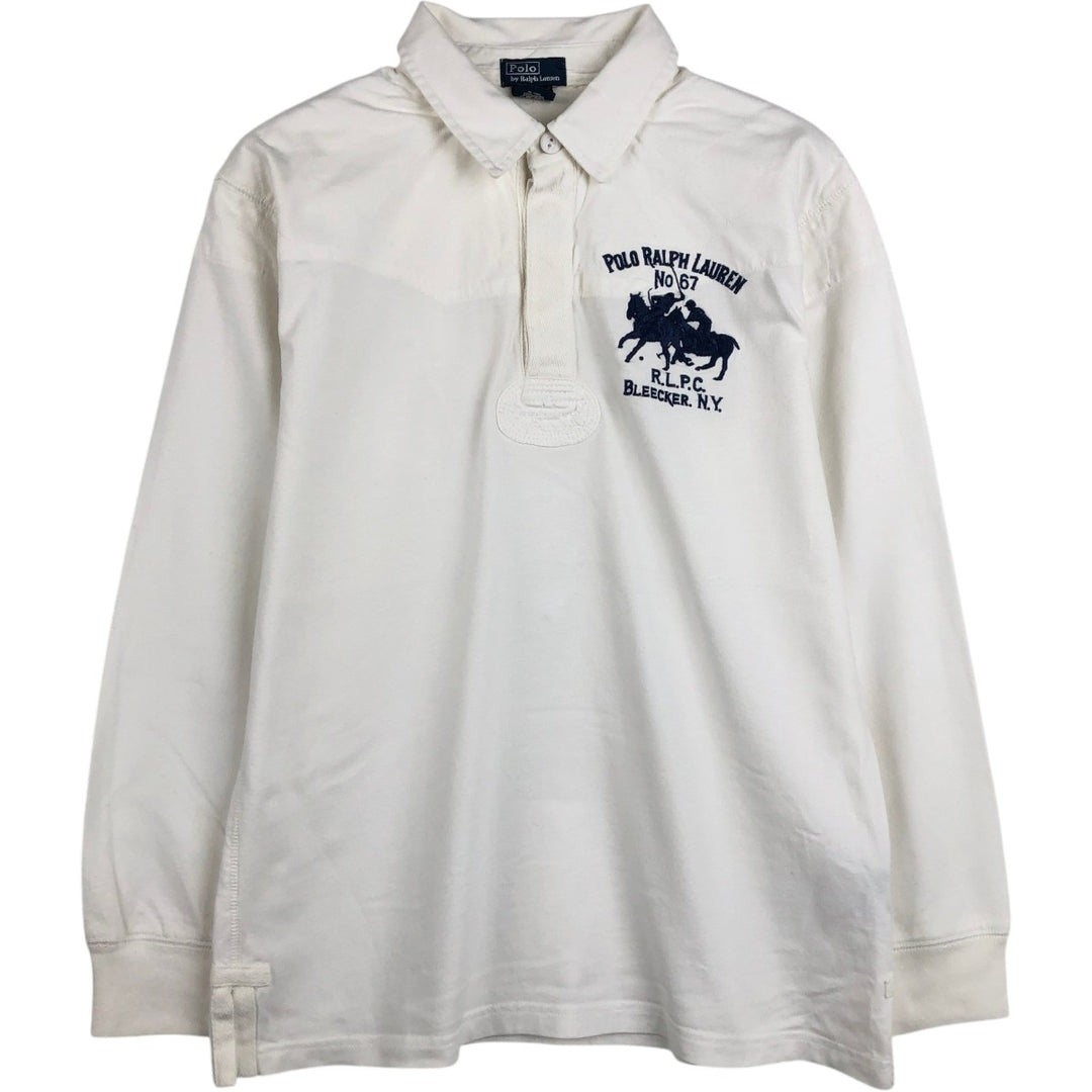 Ralph Lauren POLO by Ralph Lauren Long-Sleeve Rugby Shirt, Women's Size M (approx.) cotton white type Vintage Second Hand