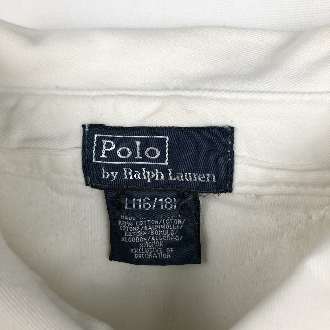 Ralph Lauren POLO by Ralph Lauren Long-Sleeve Rugby Shirt, Women's Size M (approx.) cotton white type Vintage Second Hand