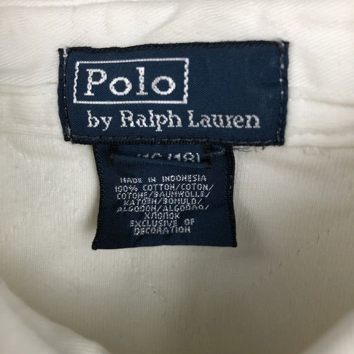 Ralph Lauren POLO by Ralph Lauren Long-Sleeve Rugby Shirt, Women's Size M (approx.) cotton white type Vintage Second Hand