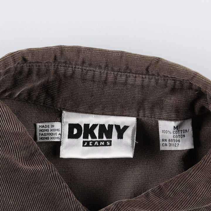 Donna Karan DKNY Jeans Long-Sleeve Corduroy Shirt, Women's Size M (approx.) cotton brown type Vintage Second Hand