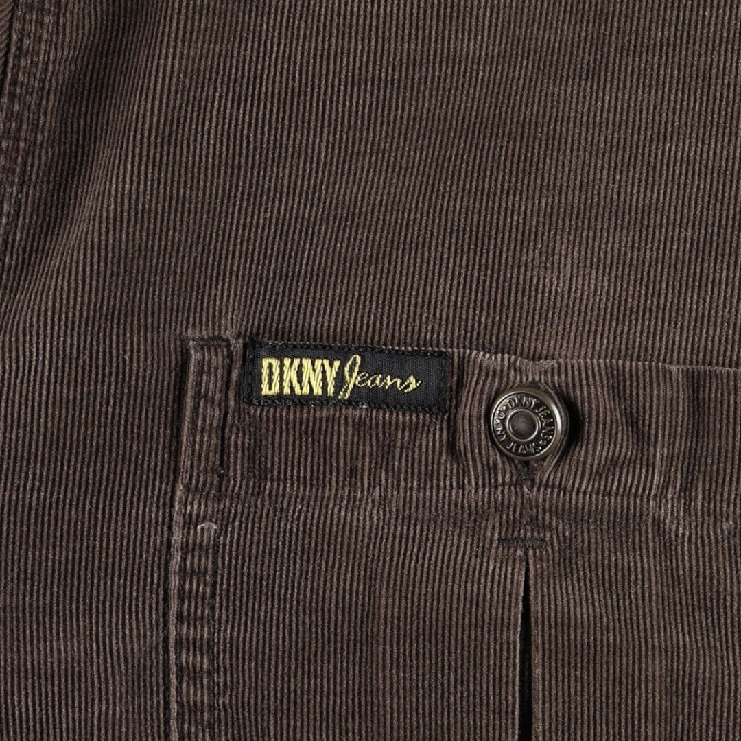 Donna Karan DKNY Jeans Long-Sleeve Corduroy Shirt, Women's Size M (approx.) cotton brown type Vintage Second Hand
