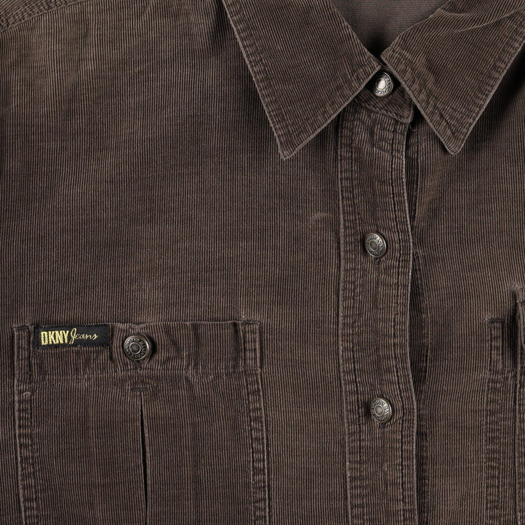 Donna Karan DKNY Jeans Long-Sleeve Corduroy Shirt, Women's Size M (approx.) cotton brown type Vintage Second Hand