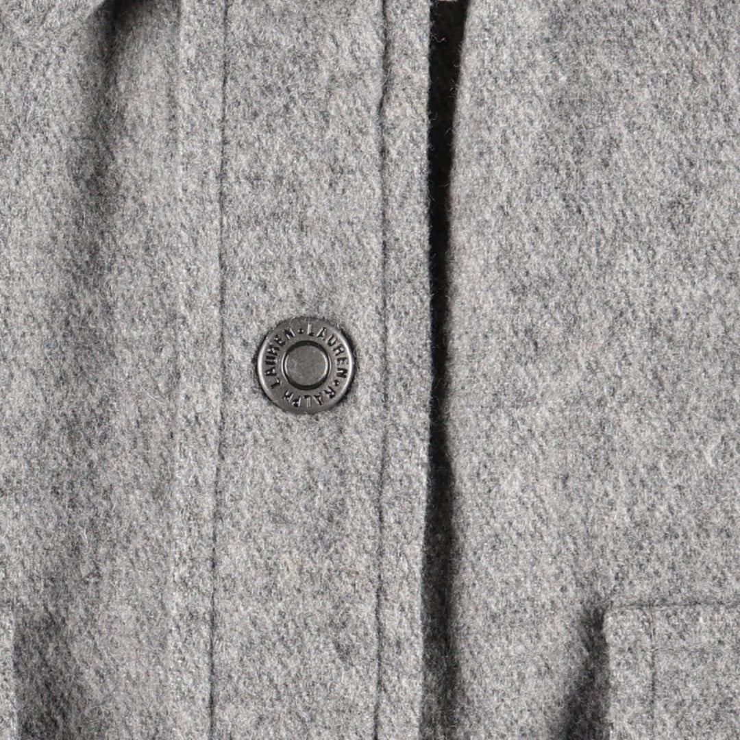 Ralph Lauren LAUREN PETITE Long-Sleeve Shirt Jacket, Women's Size S (approx.) unclear gray type Vintage Second Hand