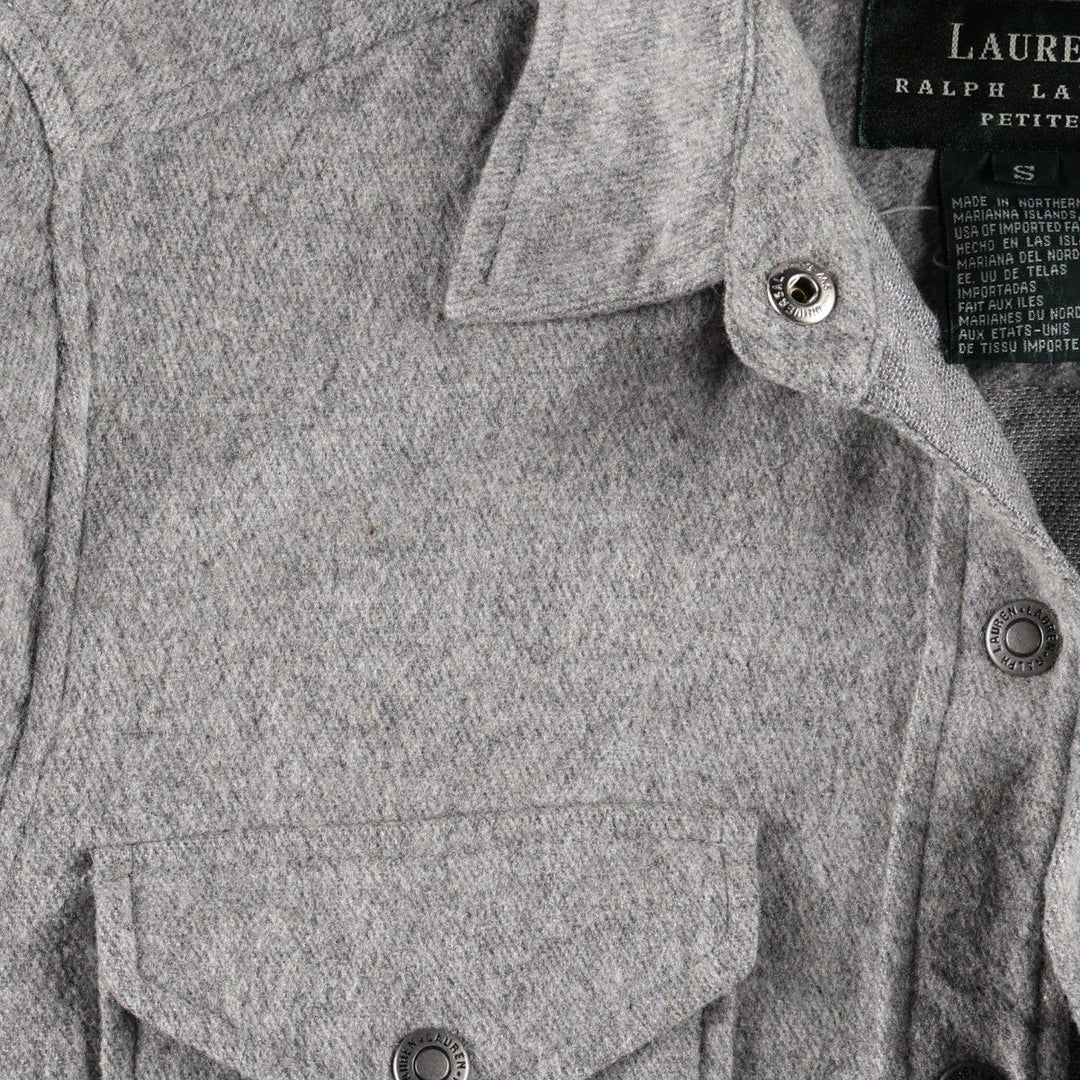 Ralph Lauren LAUREN PETITE Long-Sleeve Shirt Jacket, Women's Size S (approx.) unclear gray type Vintage Second Hand