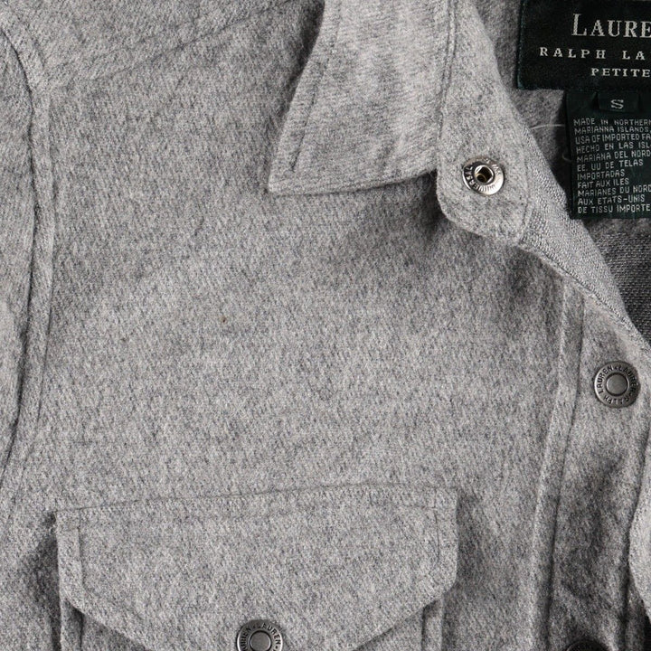 Ralph Lauren LAUREN PETITE Long-Sleeve Shirt Jacket, Women's Size S (approx.) unclear gray type Vintage Second Hand