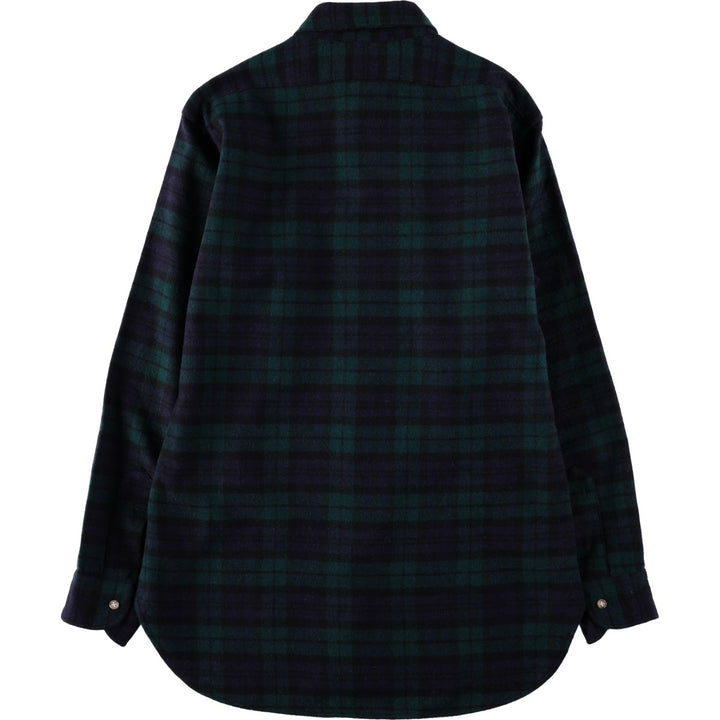 1970'S Pendleton Black Watch Check Long-Sleeve Wool Shirt, Made in USA, Women's Size M (approx.), Vintage wool black type Vintage Second Hand