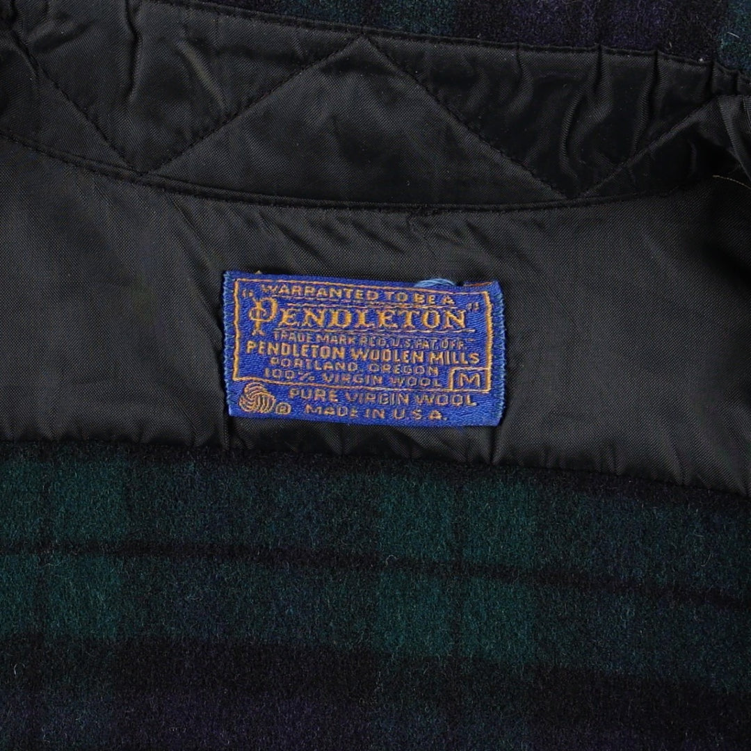 1970'S Pendleton Black Watch Check Long-Sleeve Wool Shirt, Made in USA, Women's Size M (approx.), Vintage wool black type Vintage Second Hand