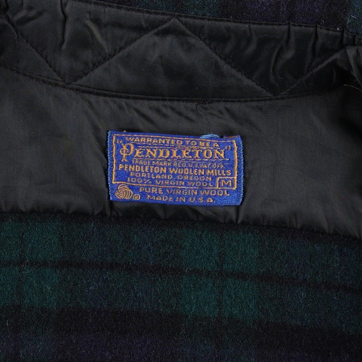 1970'S Pendleton Black Watch Check Long-Sleeve Wool Shirt, Made in USA, Women's Size M (approx.), Vintage wool black type Vintage Second Hand