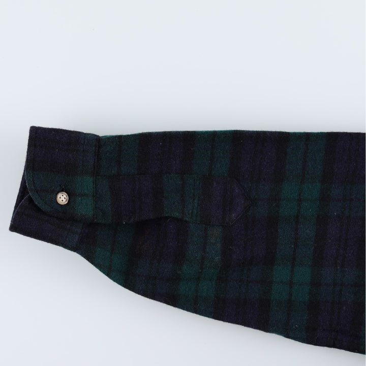 1970'S Pendleton Black Watch Check Long-Sleeve Wool Shirt, Made in USA, Women's Size M (approx.), Vintage wool black type Vintage Second Hand