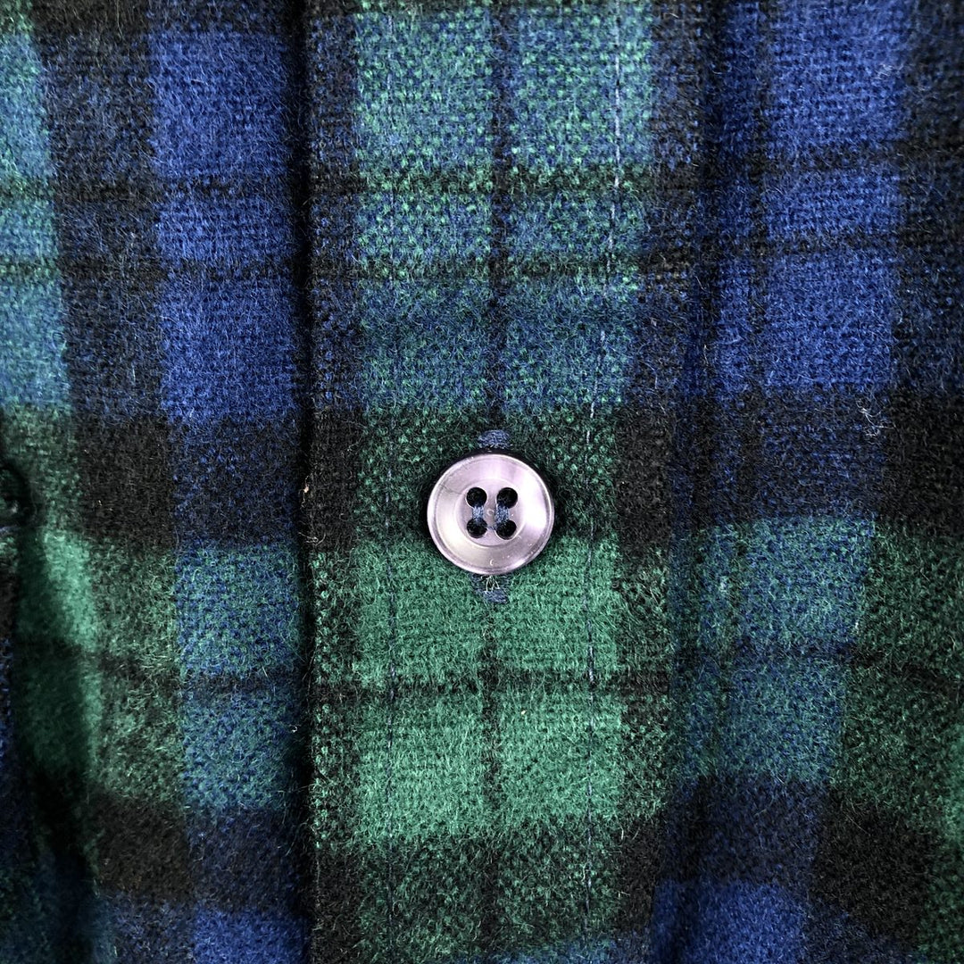 80s-90'S Back Packer Check Pattern Black Watch Check Long Sleeve Light Flannel Shirt Men's Size S (Equivalent) Vintage acrylic navy blue type Vintage Second Hand