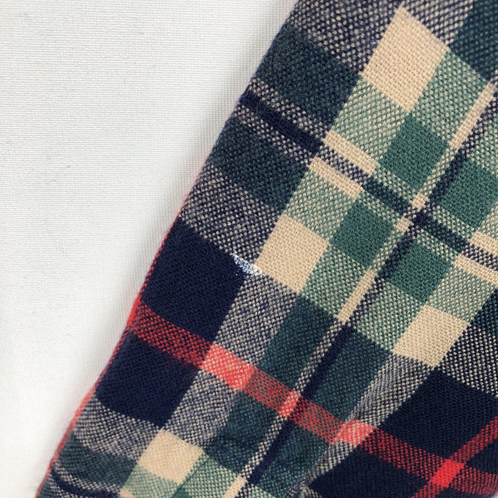 Arrow Check Pattern Long-Sleeve Light Flannel Shirt, Women's Size M (approx.) acrylic navy blue type Vintage Second Hand