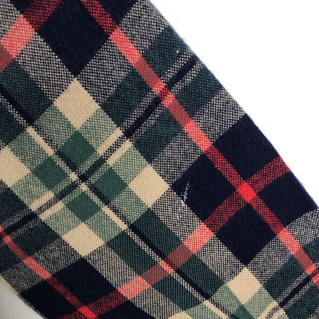 Arrow Check Pattern Long-Sleeve Light Flannel Shirt, Women's Size M (approx.) acrylic navy blue type Vintage Second Hand