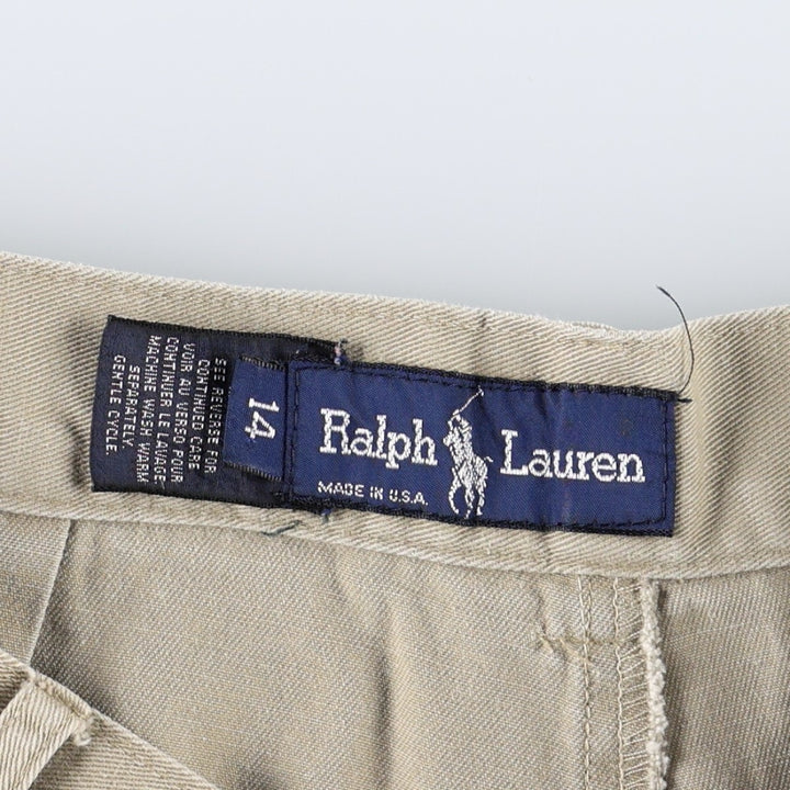 Ralph Lauren two-pleat chino shorts, made in the USA, women's size L (equivalent to W30). cotton Beige type Vintage Second Hand