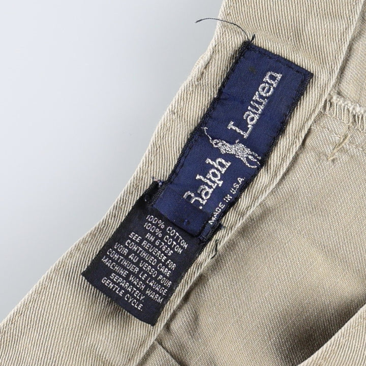 Ralph Lauren two-pleat chino shorts, made in the USA, women's size L (equivalent to W30). cotton Beige type Vintage Second Hand