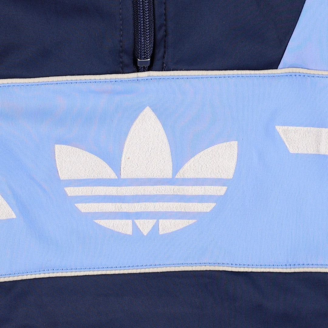 80s-90'S Adidas Trefoil Logo Half-Zip Hooded Tracksuit Pullover, Women's Size M (Equivalent), Vintage unclear Blue type light blue Vintage Second Hand