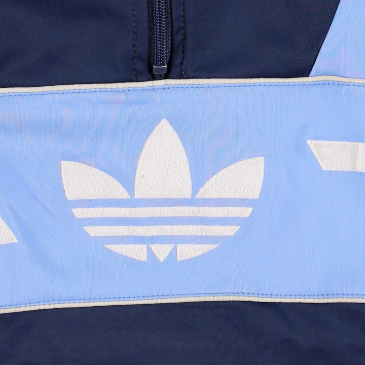 80s-90'S Adidas Trefoil Logo Half-Zip Hooded Tracksuit Pullover, Women's Size M (Equivalent), Vintage unclear Blue type light blue Vintage Second Hand