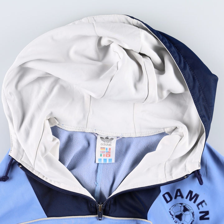 80s-90'S Adidas Trefoil Logo Half-Zip Hooded Tracksuit Pullover, Women's Size M (Equivalent), Vintage unclear Blue type light blue Vintage Second Hand