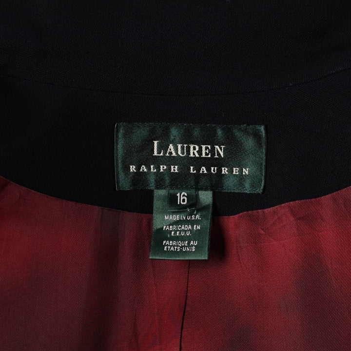 Ralph Lauren LAUREN Peak Lapel Double-Breasted Wool Tailored Jacket, Made in USA, Women's Size L (approx.) wool black type Vintage Second Hand