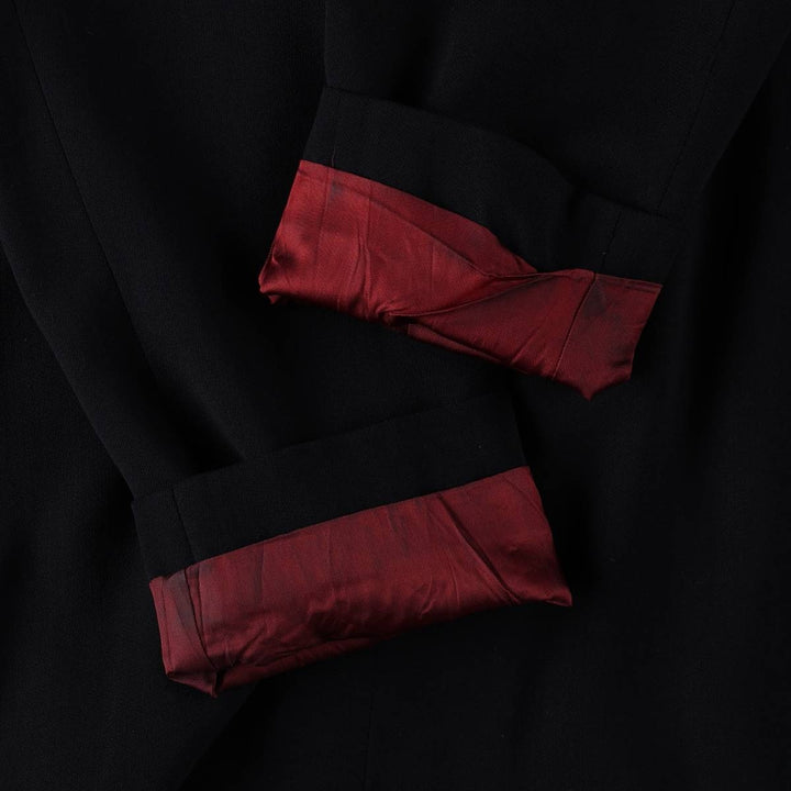 Ralph Lauren LAUREN Peak Lapel Double-Breasted Wool Tailored Jacket, Made in USA, Women's Size L (approx.) wool black type Vintage Second Hand