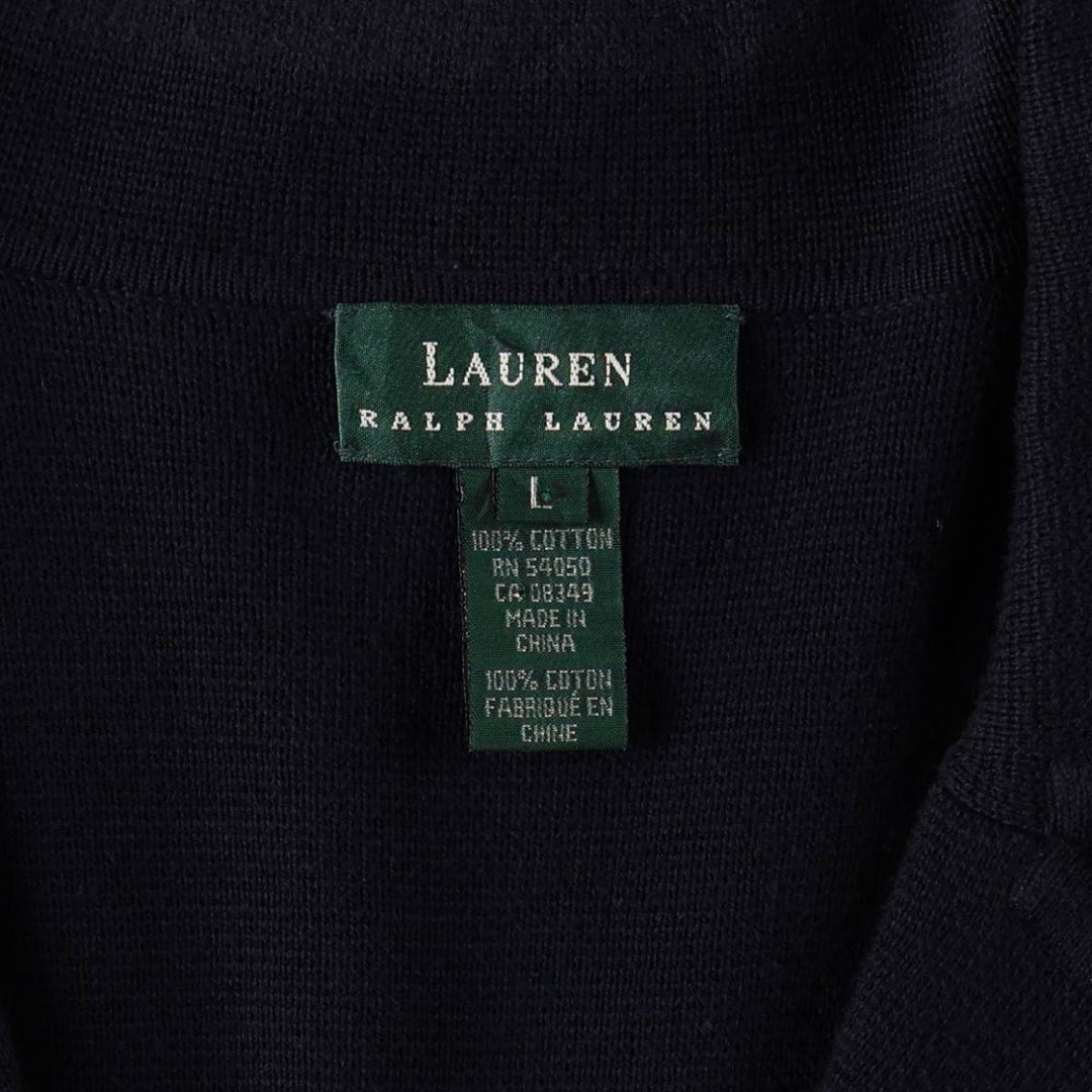 Ralph Lauren LAUREN Navy Blazer Tailored Jacket, Women's Size L (approx.) cotton navy blue type Vintage Second Hand