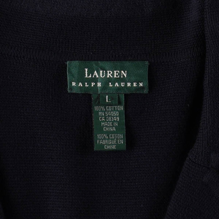 Ralph Lauren LAUREN Navy Blazer Tailored Jacket, Women's Size L (approx.) cotton navy blue type Vintage Second Hand
