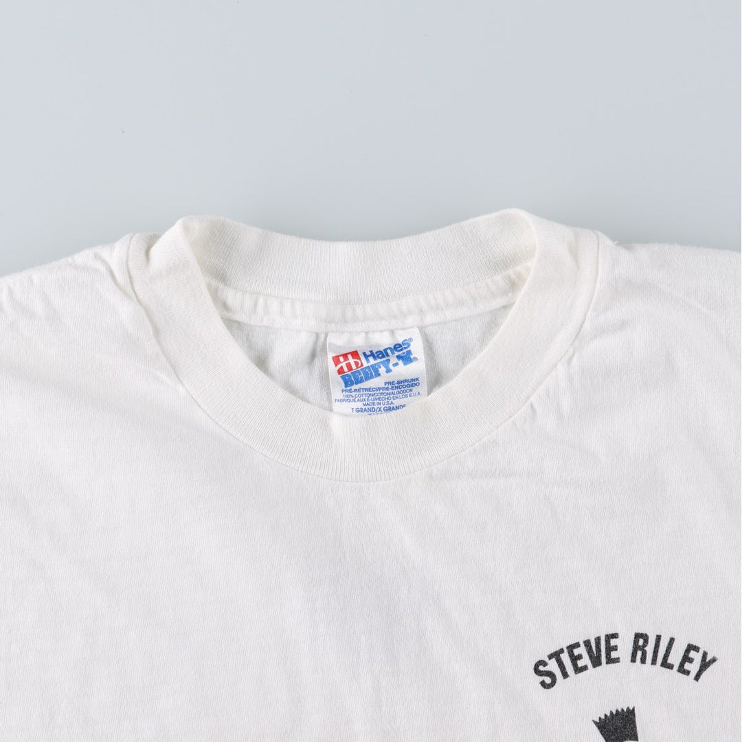 Hanes BEEFY-T Steve Riley and the Mamow Playboys Band T-Shirt, Made in USA, Men's XL equivalent. cotton white type Vintage Second Hand