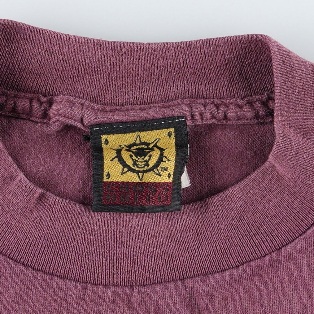 CROSS BREED Short-Sleeve Printed T-Shirt, Made in USA, Men's Size M (approx.) cotton Purple type red-purple Vintage Second Hand