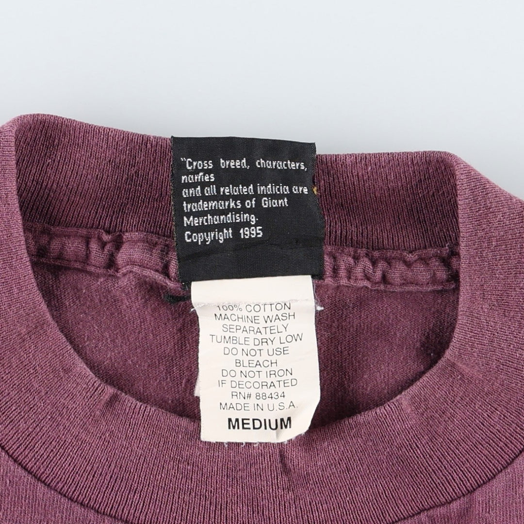 CROSS BREED Short-Sleeve Printed T-Shirt, Made in USA, Men's Size M (approx.) cotton Purple type red-purple Vintage Second Hand