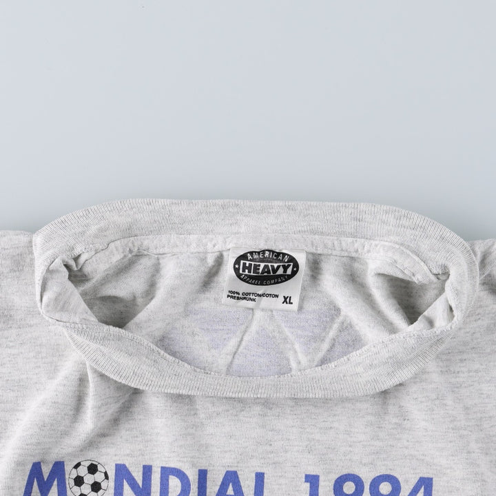 AMERICAN HEAVY MONDIAL 1994 Sports Print T-Shirt, Made in USA, Men's Size XL (equivalent) cotton gray type Vintage Second Hand