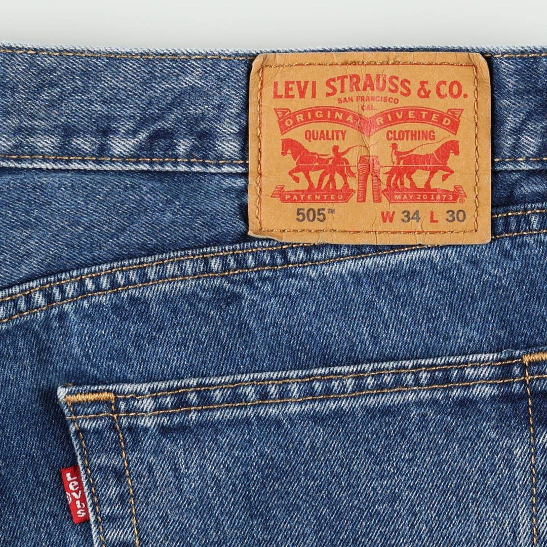 Levi's 505 tapered denim pants for men, equivalent to w35 unclear blue type Vintage Second Hand