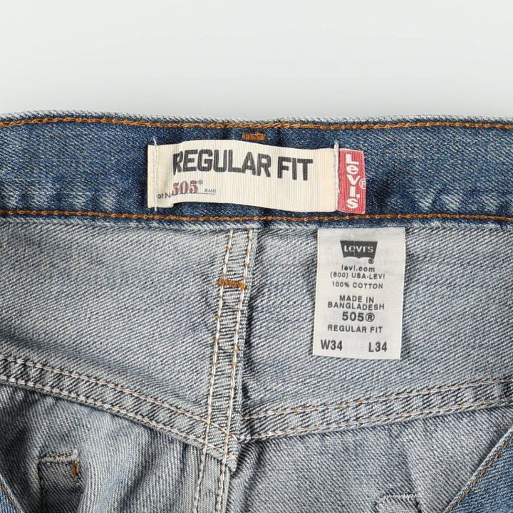Levi's 505 REGULAR FIT tapered denim pants for men, size w34 cotton blue type Vintage Second Hand