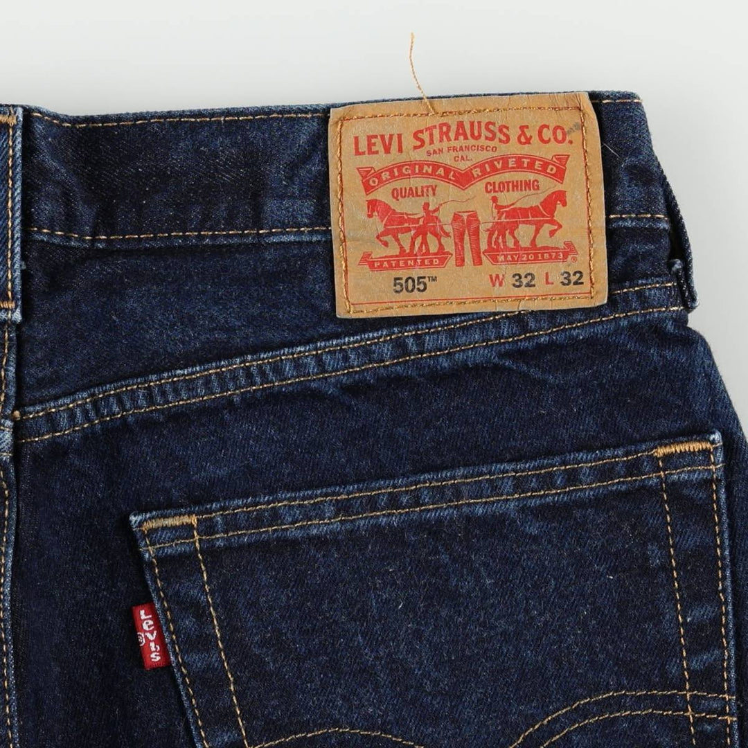 Levi's 505 Tapered Denim Pants, Men's Size W32 (approx.), Dark Navy cotton navy blue type Vintage Second Hand
