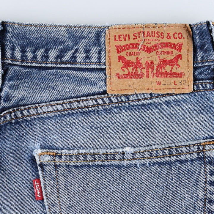 Levi's 505 tapered denim pants for men, size W34 cotton blue type Vintage Second Hand