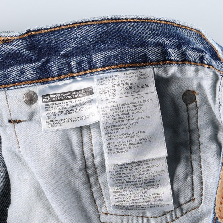 Levi's 505 tapered denim pants for men, size W34 cotton blue type Vintage Second Hand