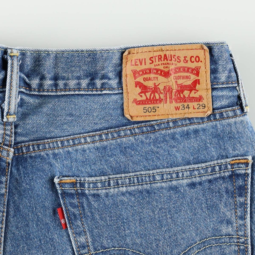 Levi's 505 tapered denim pants for men, size W33 cotton blue type Vintage Second Hand