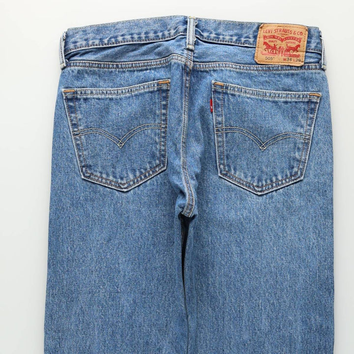Levi's 505 tapered denim pants for men, size W33 cotton blue type Vintage Second Hand