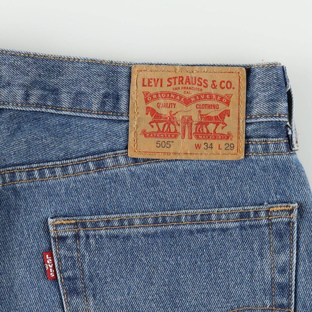 Levi's 505 tapered denim pants for men, size w36 cotton blue type Vintage Second Hand