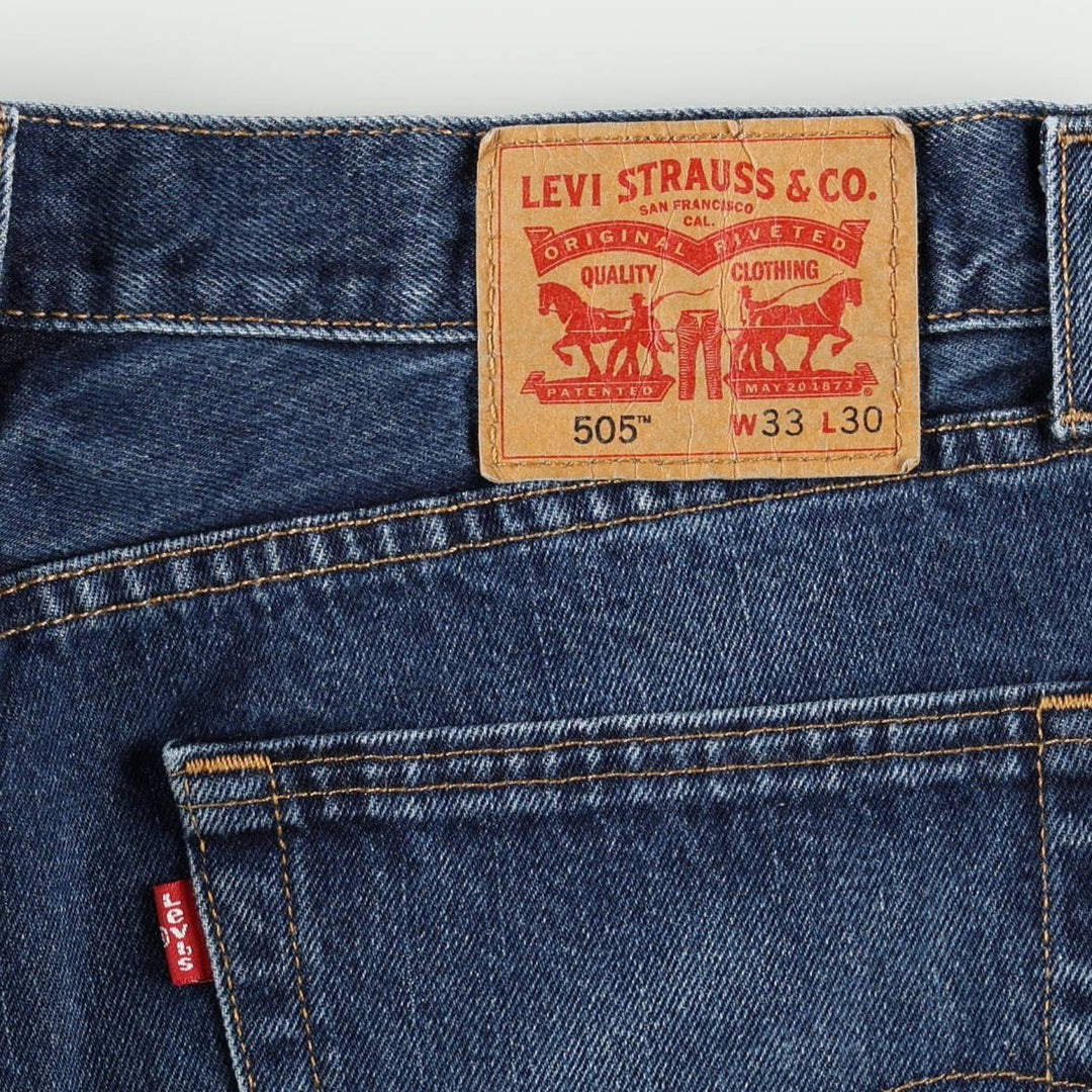 Levi's 505 tapered denim pants for men, size W34 cotton blue type Vintage Second Hand