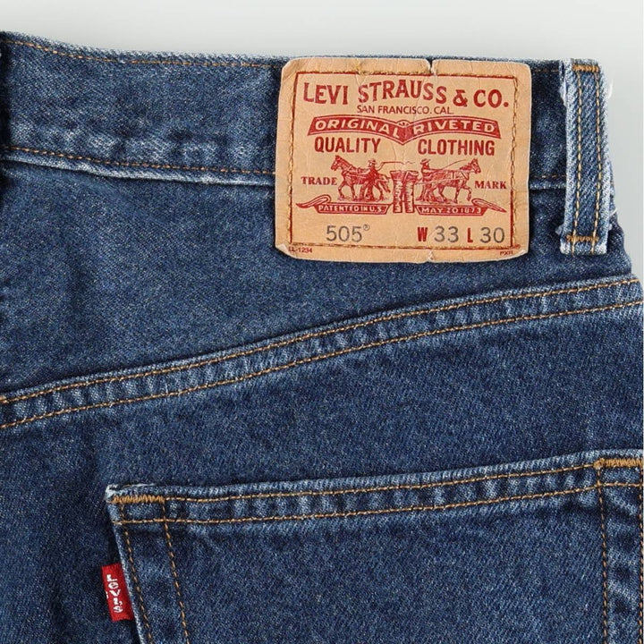 Levi's 505 tapered denim pants for men, size W33 cotton blue type Vintage Second Hand