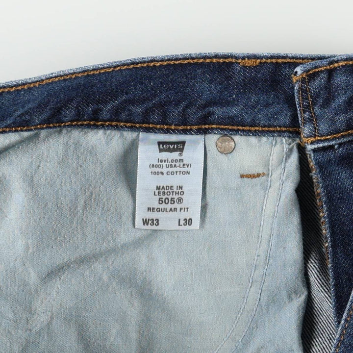 Levi's 505 tapered denim pants for men, size W33 cotton blue type Vintage Second Hand